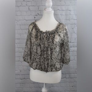 EXPRESS GREY FLORAL SHEER BLOUSE - Size XS SKU:269